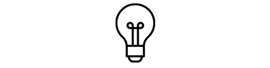 icon of a black outline of a lightbulb